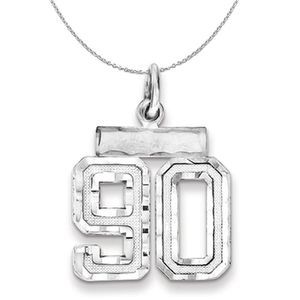 Silver, Varsity Collection, Small D/C Number 90 Necklace - 16 In